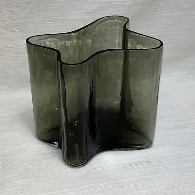 Alvar Aalto Style Smoke Glass Vase Not Signed Or Stickered Quality Glass • $150