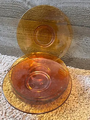 Vintage Duralex France Amber Glass Vintage Plates 6” Set Of 6 Retro • $25