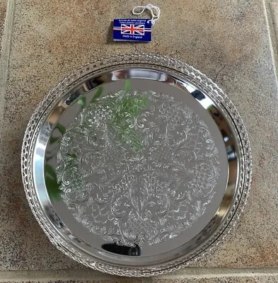 Queen Anne Silver Plated Gallery Tray Drinks Tray Tablewear Vintage Retro Englan • £29.99