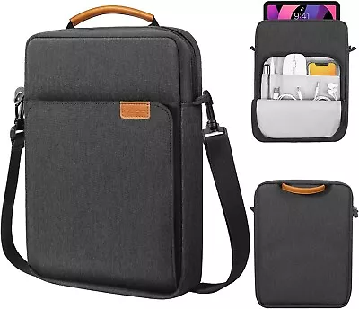 MoKo 12.9 Inch Tablet Sleeve Bag Compatible IPad Pro Shoulder Strap Black & Grey • £27.99