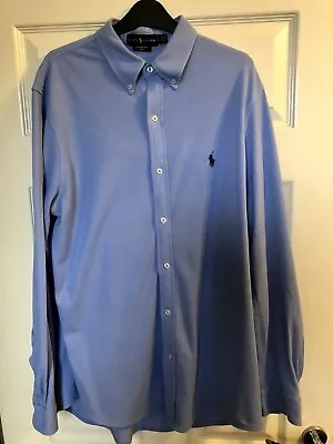 Genuine Ralph Lauren Polo Featherweight Mesh Light Blue Long Sleeve Shirt Large • £29.99