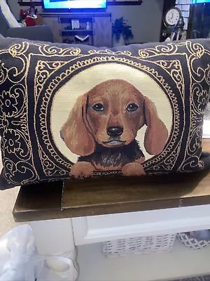 Red Dachshund Dog Belgian Tapestry Pillow 16  X 11  Dog Pillow  Throw Pillow • $22