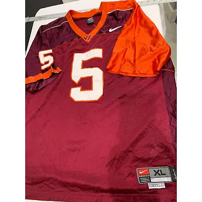Nike Virgina Tech Hokies No. 5  Marcus Vick Red Jersey Sitched Size XL • $25.23