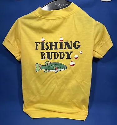 NWT! Zack And Zoey Yellow Fishing Buddy Dog T Shirt Clothing Size Medium Pet • $15