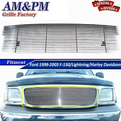 Fits 1999-2003 Ford F-150/Lightning/Harley Davidson Billet Grille Grill Chrome • $73.81