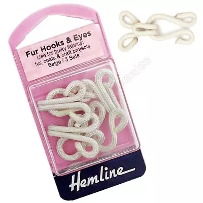 £2.35 • Buy Fur Hook And Eye In Beige - 3 Sets