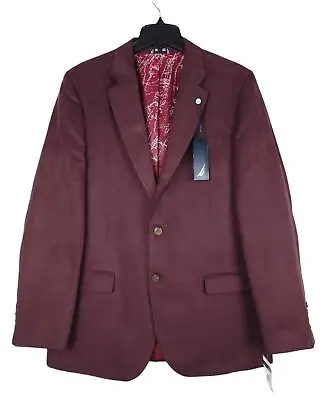 Nautica Men's Modern-Fit Faux-Suede Sport Coat Blazer Burgundy 40R NWT • $59.96