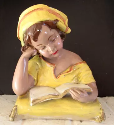 1930's Chalkware WWI Nurse Reading Book G. Van Vaerenburgh • $40