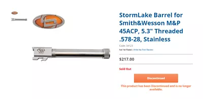 M&P .45 Storm Lake Ported Barrel #571 • $155