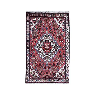 3'4 X5'3  Red New Farsian Amadan Flower Medallion Tribal Hand Knotted Rug R59692 • $312.30