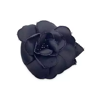 Chanel Vintage Brooch In Canvas Col. Black Camellia Brooch • $350.38