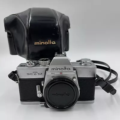 Minolta SRT 101 35mm Film Camera Body VG- Leather Case And Strap Untested AS IS • $59.99