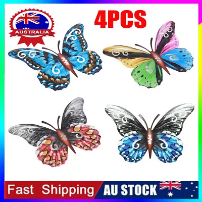Pack Of 4 Large Metal Butterflies Garden Ornament Butterfly Wall Art Home DecoRO • $18.96