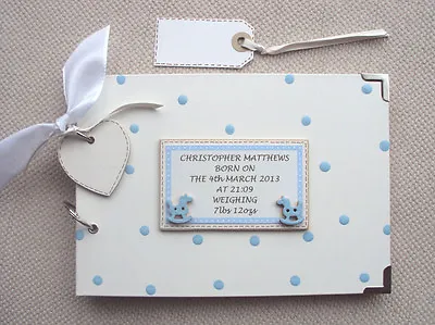PERSONALISED  New Baby/christening.  .A5 SIZE. PHOTO ALBUM/SCRAPBOOK/MEMORY BOOK • £13.99