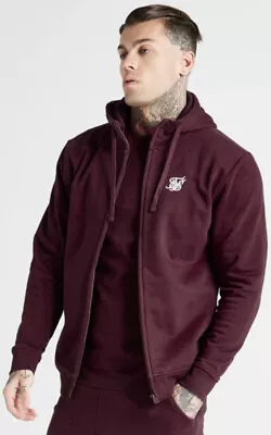 SikSilk Core Zip Through Funnel Neck Hoodie - Burgundy Size M • $36.44