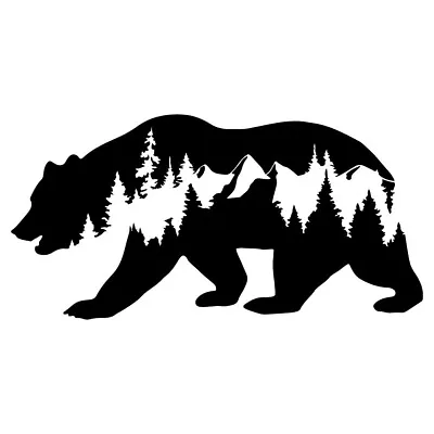 6  MOUNTAIN BEAR Vinyl Decal Sticker Window Laptop Animal Forest Trees Nature • £3.49