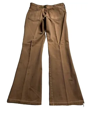 Vintage 1970s Dickies Pants Bootcut Flare Talon Zipper Chocolate Brown 28x31 • $31.99