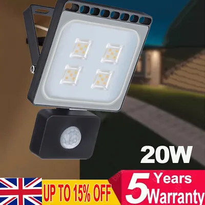 £6.59 • Buy 20W LED Floodlight PIR Motion Sensor Security Garden Outdoor Light Waterproof