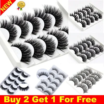 5 Pairs False Eyelashes Long Thick Natural Fake Eye Lashes Set Mink Makeup UK • £2.99