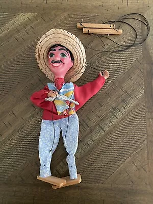 Vintage Marionette Puppets Mexico Mexican Bandito Pistol Hat String Doll • $13