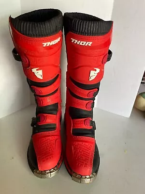 Thor Quadrant Motocross Boots Size 8 Red & Black • $63.75