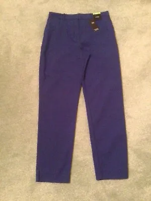 M&S Ladies Chino Trousers Size 12 L Ankle Length Electric Blue Cotton Rich BNWT • £10.50