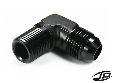 $8.51 • Buy -8 AN To 3/8 NPT Fitting Black Male 90° Degree Elbow Adapter HIGH QUALITY!