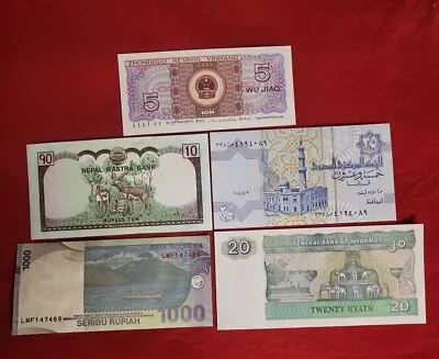 Mixed Lot 5 Different World Paper Money Banknotes Currency Foreign  Unc • $3.95