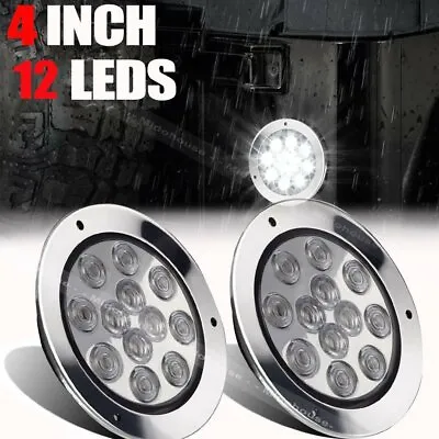 2PCS 12 LED White 4 Inch Round Backup Reverse Tail Lamp Lights For Truck Trailer • $18.99