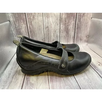 Merrell Plaza Bandeau Mary Jane Black Leather Slip On Shoes J46406 US 7 • $20