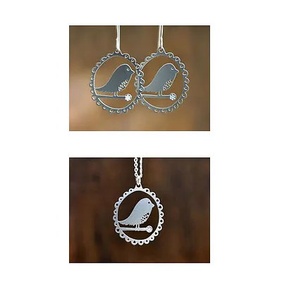 Beautiful Laser Cut Stainless Steel Tweety Necklace Earrings Sterling Silver   • $45