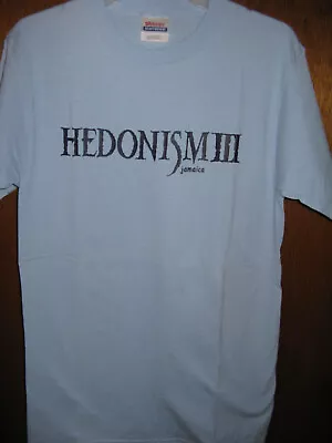 HEDONISM Jamaica  T-shirt Tee Swinger Resort Sz: SMALL BLUE W/LOGO ~ VINTAGE • $15