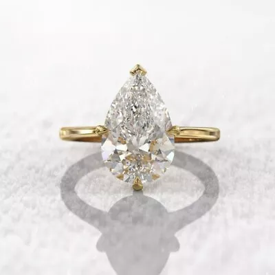 2.00CT Pear Cut Moissanite Engagement Wedding Ring 14K Yellow Gold Plated Silver • $80