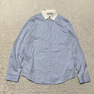 GUCCI Shirt Men 15.5 Blue Duke Cotton Slim Fit Long Sleeve Casual Small • $124.95