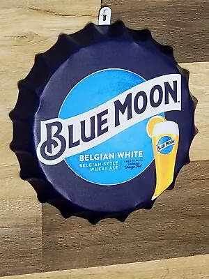 Blue Moon Belgian White Beer Bottle Cap Tin Sign Man Cave Bar Decor Metal Sign • $18.99