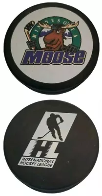 MANITOBA MOOSE VINTAGE IHL OFFICIAL VEGUM MFG. HOCKEY PUCK Made In 🇸🇰 • $29.99