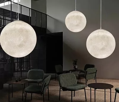 Moon Resin Globe Chandelier Nordic Ball Planet Restaurant Pendant Light • $325