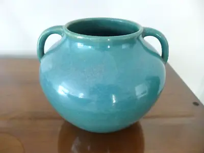 $39.95 • Buy Vintage Zanesville Stoneware Vase B17 Greenish-Blue Art Pottery Handled Vase