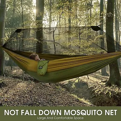 Camping Hanging Hammock Tent With Mosquito Net Tree Straps Lightweight Hiking • £13.15