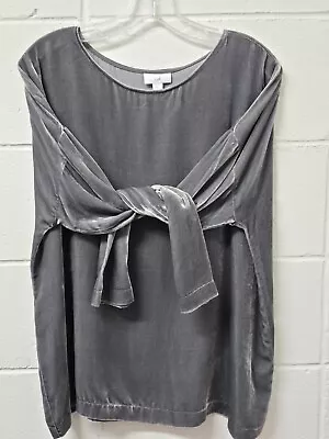 J. Jill Size Oversized Medium Gray Velvet Silk Blend Long Sleeve Top • $24.74