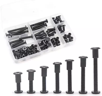 Black M6 Hex Drive Socket Cap Bolts Kit 35set Allen Head Countsunk Furniture Cri • $24.47