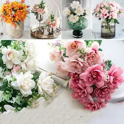 Supplies DIY Crafts Artificial Flower Fake Bouquet Desktop Decor Silk Freesia • £4.01