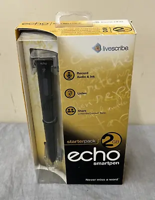 NEW Livescribe 2gb Echo Smartpen And Livescribe Starter Notebook Dot Paper Chrty • $100