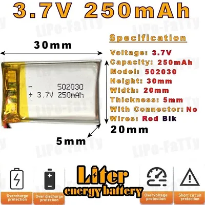 3.7v 250mAh 502030 Liter Energy Lithium Polymer Battery  Li-po Lipo • £4.69