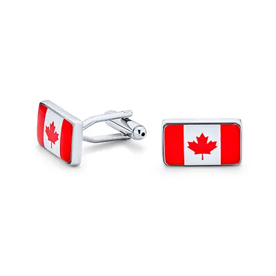 Canadian Flag Red Maple Leaf Flag Red White Shirt Cufflinks Steel • $12.99