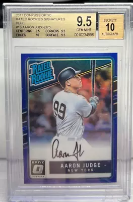 Aaron Judge 2017 Donruss Optic BLUE Prizm Rated RC Autograph Auto /75 BGS 9.5/10 • £2373.59