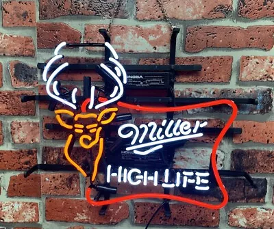 Miller High Life Deer Lite Beer 17 X13  Neon Light Sign Lamp Bar Decor Club Open • $122.49