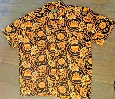 Baroque Gold Men's Button-Up Shirt Size 3XL Versace Look • $37.99