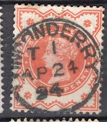 GB QV 1/2d Vermilion With Londonderry 1894 Postmark • £1.50