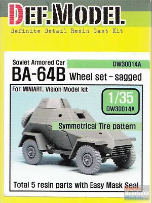 DEFDW30014A 1:35 DEF Model Soviet BA-64B Sagged Wheel Set (MIA/VSM Kit) • $18.19